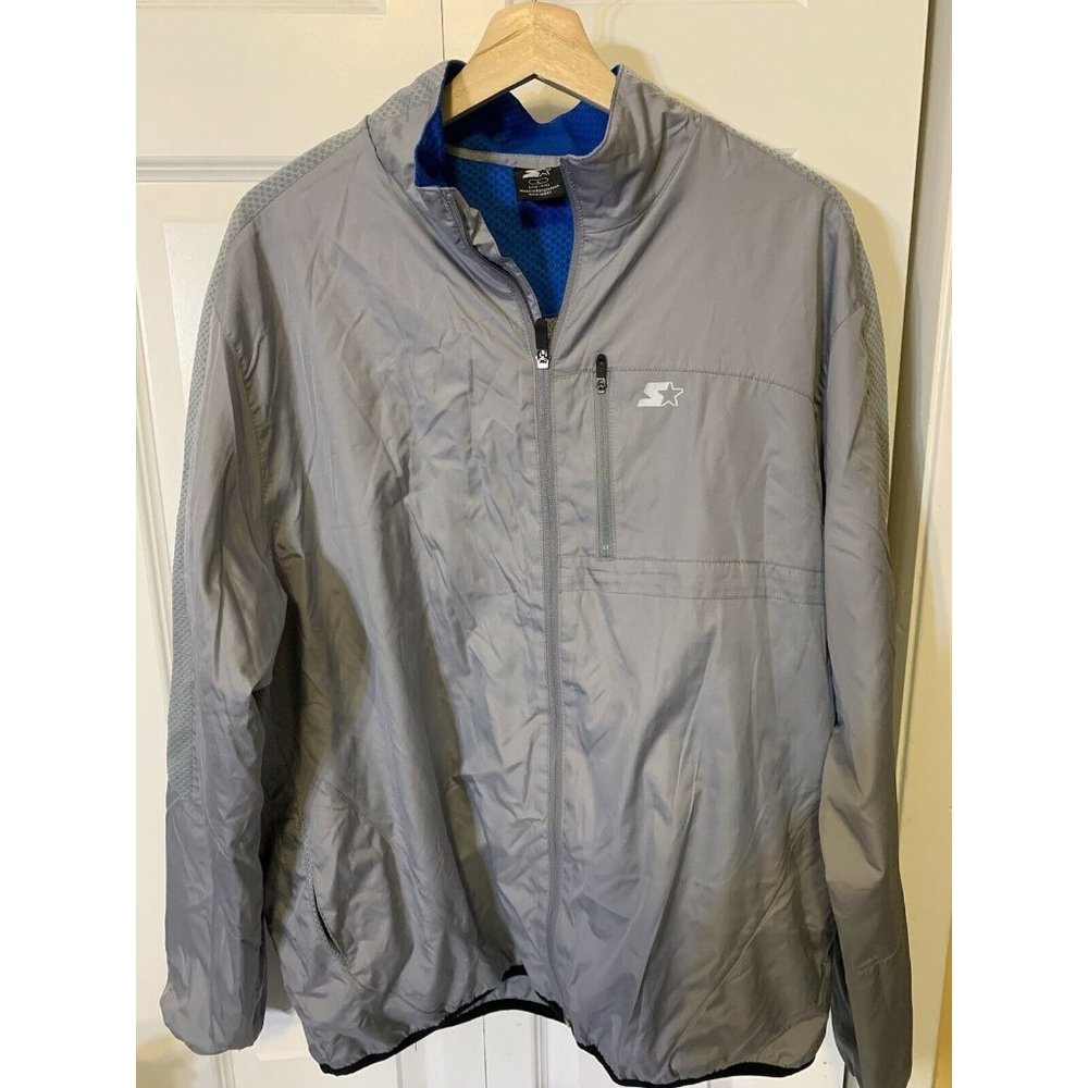 New Starter Jacket Men’s Sz L 42-44 Gray‎ Chest Zip Pocket NWT